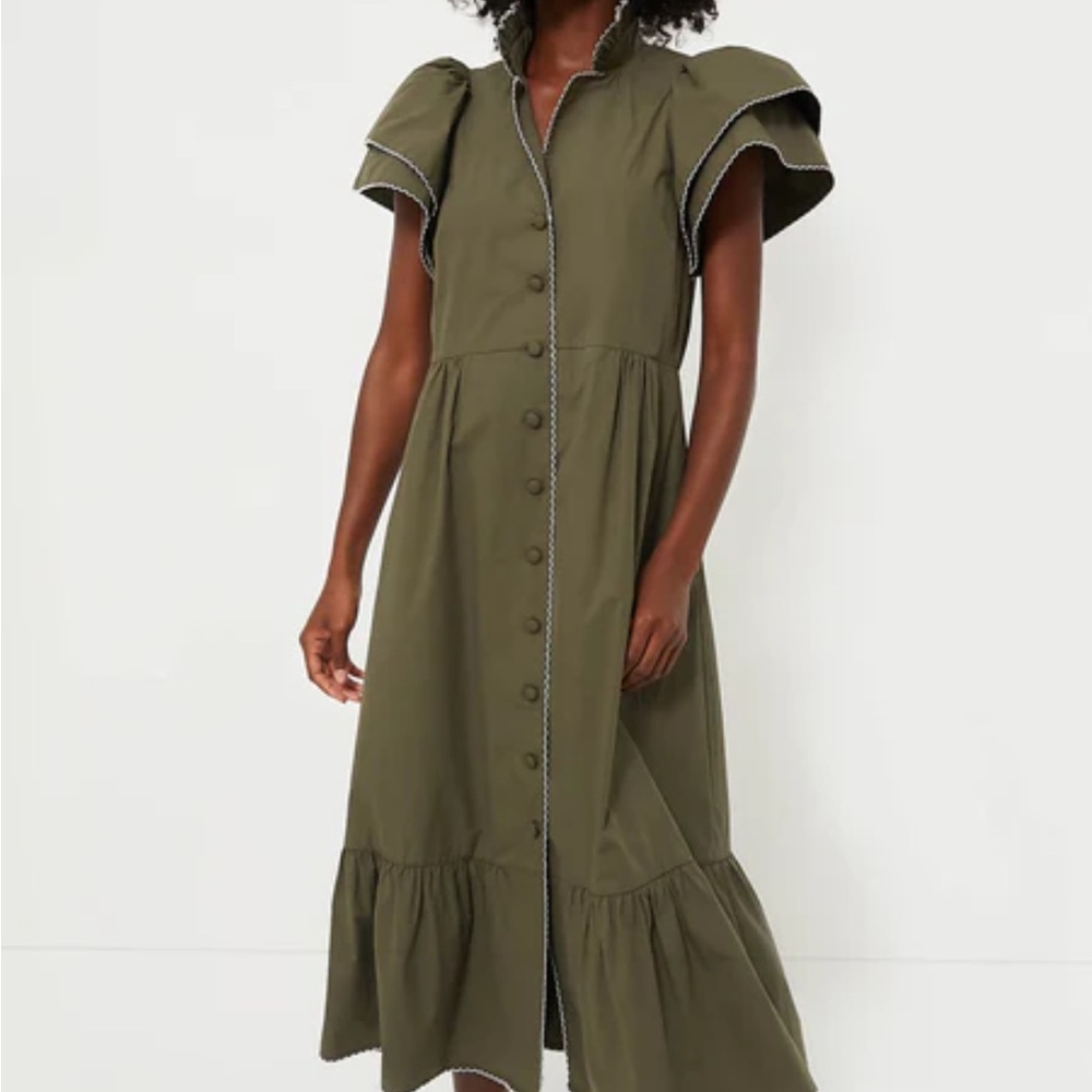 Tuckernuck Olive Button-Front Midi Dress